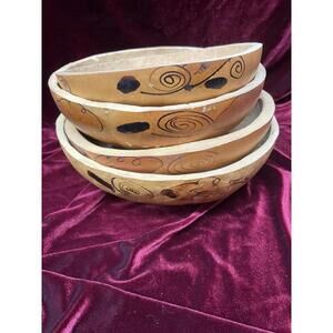 VTG Natural 4 Decorative Gourd Bowls Unbranded